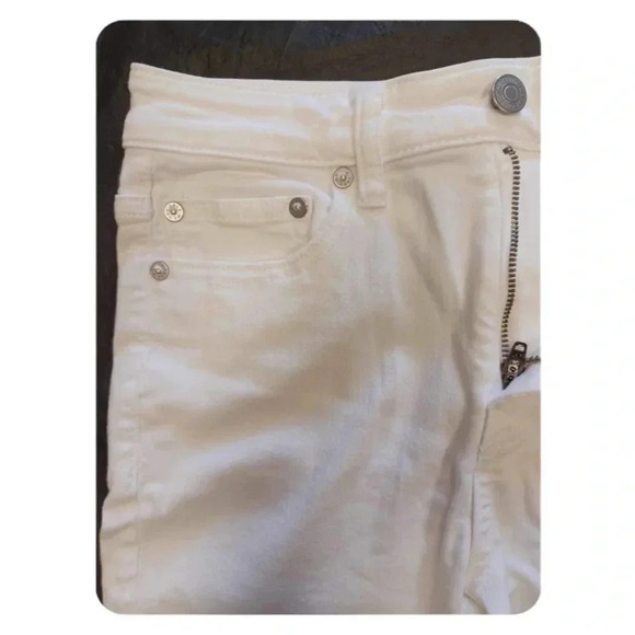 Free People Embroidered White Straight Leg Jeans Size  25 - Picture 8 of 9